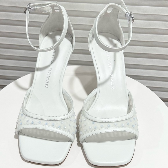 🌹STUART WEITZMAN 🌹 Nudistia Crystal Mesh Ankle-Strap Sandals Size: 6B - Picture 7 of 12